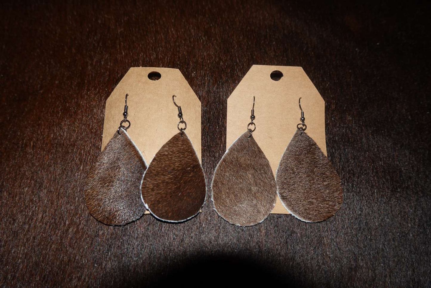 Large Cowhide Teardrop Earings